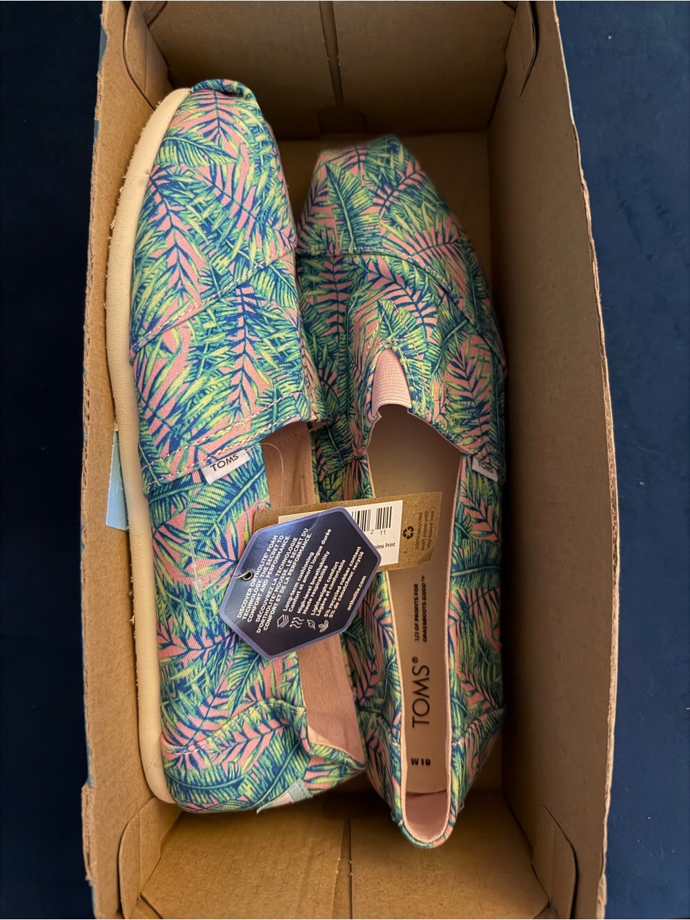 TOMS Alpargata Slip On Shoes California Palms Candy Pink‎ - Womens 10 NWT